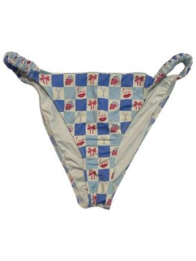Dippin Daisys Montauk Belle High Cut Bikini Bottom Sz L Checkered Martini Bow